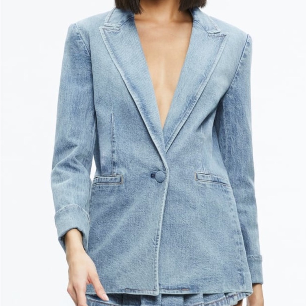 ALICE + OLIVIA JUSTINE ROLLED CUFF BLAZER